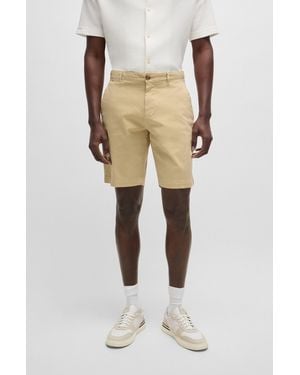 BOSS Slim-fit Shorts In Stretch-cotton Twill - Natural