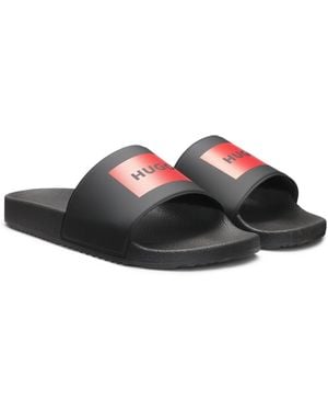 HUGO Slippers Met Logo Op De Wreefband - Zwart