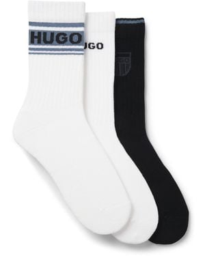 HUGO Three-Pack Of Short-Length Logo Socks - Blue