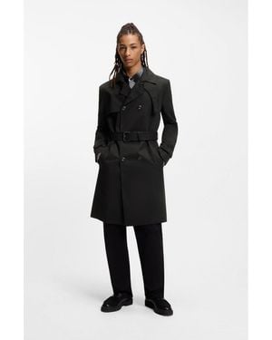 HUGO Water-Repellent Trench Coat - Black