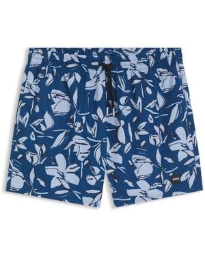 BOSS Badeshorts Mit Durchgehendem Print - Blau