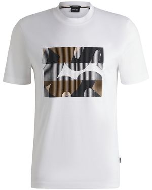 BOSS T-Shirt Aus Merzerisierter Baumwolle Mit Marken-Artwork - Weiß