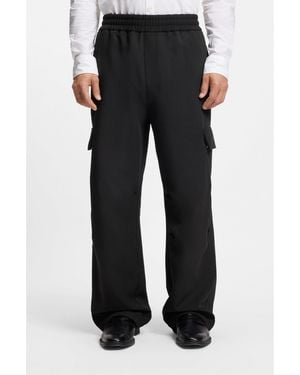 HUGO Relaxed-Fit Trousers With Cargo Pockets - Black