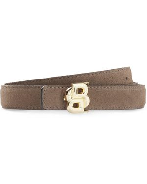 BOSS Reversible Italian-Leather Belt With Light Hardware - Brown