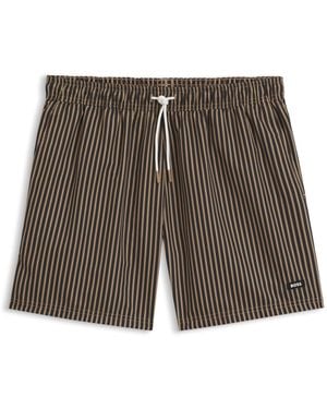BOSS Gestreepte Zwemshort Met Logodetails - Grijs