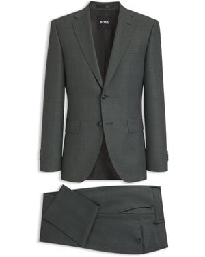 BOSS Tweedelig Regular-Fit Kostuum Van Italiaanse Scheerwol - Grijs