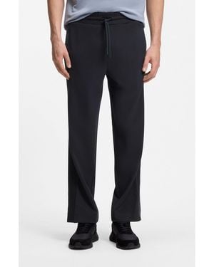 BOSS Regular-Fit Jersey Trousers With Jacquard Tape - Blue