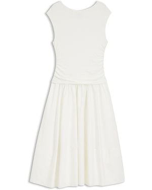 BOSS Strukturiertes Jersey-Kleid Mit Popeline-Rock - Weiß