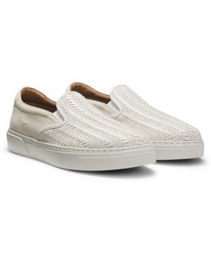 BOSS Gary-Instapsneakers Van Geweven En Effen Suède - Wit