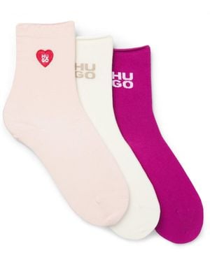 HUGO Three-Pack Of Short-Length Socks With Logo Details - Pink