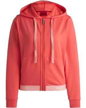 HUGO Relaxed-Fit Kapuzenjacke Mit Logo Am Bund - Rot