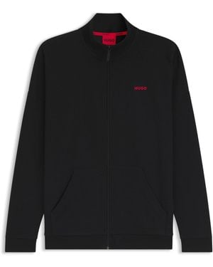 HUGO Relaxed-Fit Jacke Aus Baumwoll-Mix Mit Waffelstruktur - Schwarz