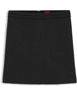 HUGO Minirok Van Glinsterende Bouclé Met Een Kettingmotief Aan De Taille - Zwart