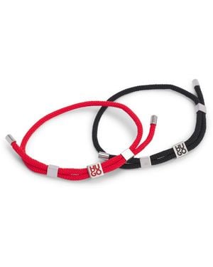 HUGO Two-Pack Of Cord Cuffs With Logo Plaques - Red