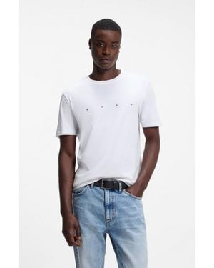 HUGO Cotton-Jersey T-Shirt With Logo Detail - White