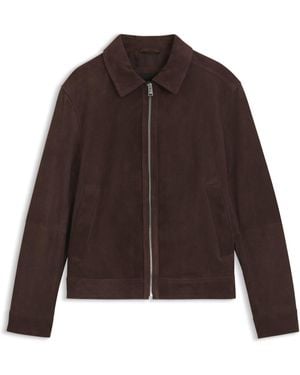 BOSS Lederjacke Aus Veloursleder Mit Reißverschluss - Braun