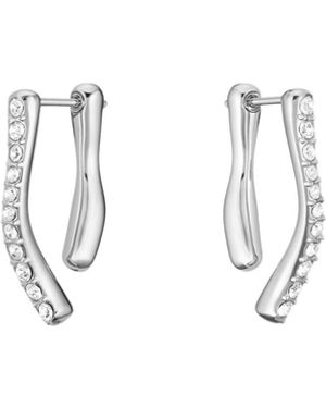BOSS Pendientes Plateados Con Adornos De Cristal - Blanco