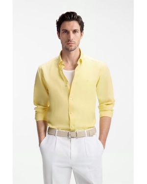 BOSS Regular-Fit Button-Down Shirt - Yellow