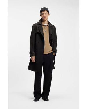 HUGO Water-Repellent Trench Coat - Black