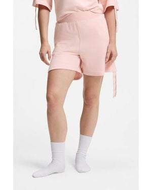 HUGO Logo-Print Shorts With Gathered Sides - Pink