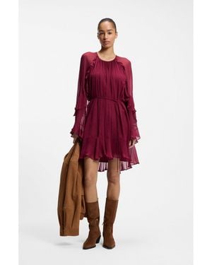 BOSS Belted Dress With Bell Sleeves - Red
