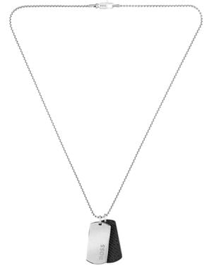BOSS Tone Necklace With Double-Tag Pendant - Metallic
