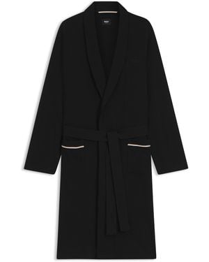 BOSS Morgenmantel Aus Baumwoll-Jersey Mit Logo-Stickerei - Schwarz