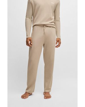 BOSS Cotton-Blend Pyjama Bottoms With Embroidered Logo - Natural