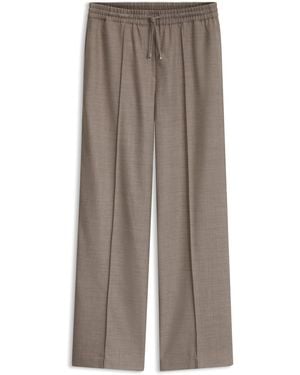 BOSS Pantalones Straight-Fit De Franela Con Cintura Con Cordón - Marrón