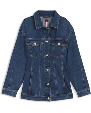 HUGO Chaqueta Denim Slim Fit Con Silueta De Reloj De Arena En Algodón Japonés - Azul