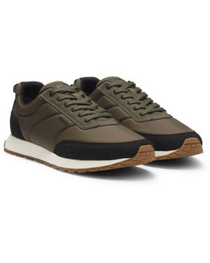 HUGO Retro-Inspired Sneakers With Faux Suede - Green