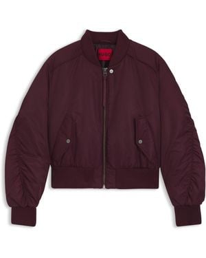 HUGO Wattierte Bomberjacke Mit Wasserabweisendem Finish Und Raffungen - Rot
