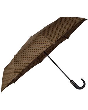 BOSS Camel Monogram-Pattern Umbrella With Logo Strap - Brown