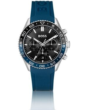 BOSS Dial Chronograph Watch With Silicone Strap - Blue