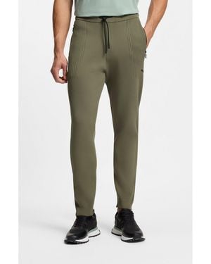 BOSS Regular-Fit Tracksuit Bottoms With Jacquard Stripes - Green