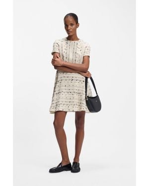 BOSS Tweed-Striped Dress - White