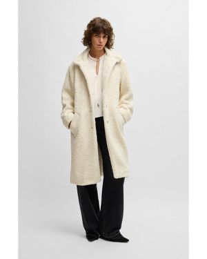 BOSS Teddy Coat With Patterned Buttons - White