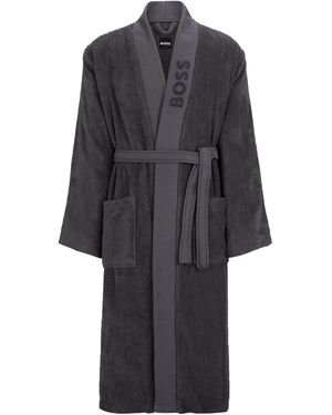 BOSS Logo-Lapel Dressing Gown - Grey
