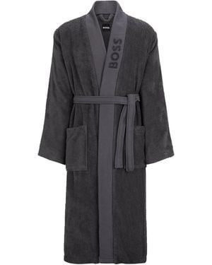 BOSS Logo-Lapel Dressing Gown - Grey