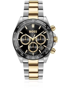 BOSS Hero 2.0-Dial Chronograph Watch With Two-Tone Bracelet - Metallic