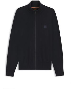 BOSS Strickjacke Aus Baumwoll-Mix Mit Kaschmir-Anteil - Schwarz