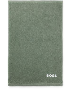 BOSS Toalla Para Invitados De Algodón Con Logo Bordado En Contraste - Verde