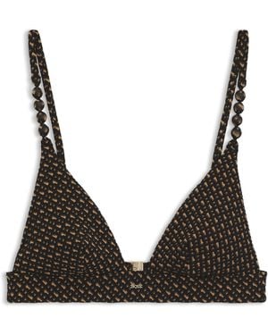 BOSS Bikinitop Met Monogramdessin En Uitneembare Vulling - Zwart