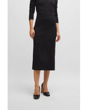 BOSS Tube Skirt In Knitted Jacquard - Black