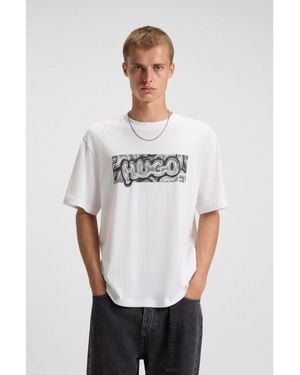 HUGO All-Gender Cotton-Jersey T-Shirt With Graphic Print - White