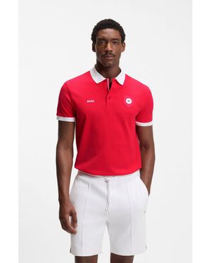 BOSS Paddy Polo Shirt With Country Flag - Red