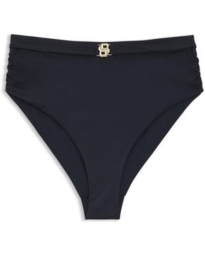 BOSS High-Waisted Bikini Bottoms With Double B Monogram - Blue