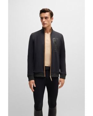 BOSS Equestrian Cardigan With Zipped Chest Pocket - Blue