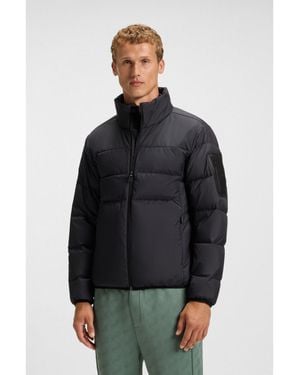 BOSS Water-Repellent Down Jacket With Sleeve Pocket - Blue