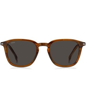 BOSS Zonnebril Van Acetaat Met Dessin En Gestreept Pootje - Bruin